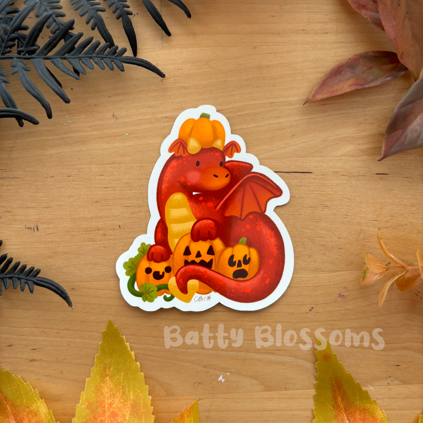 Pumpkin Dragon vinyl sticker (large)