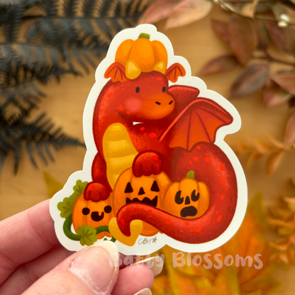 Pumpkin Dragon vinyl sticker (large)