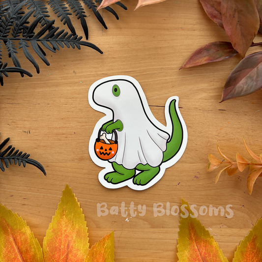 Trick or TreaT-Rex vinyl sticker (large)