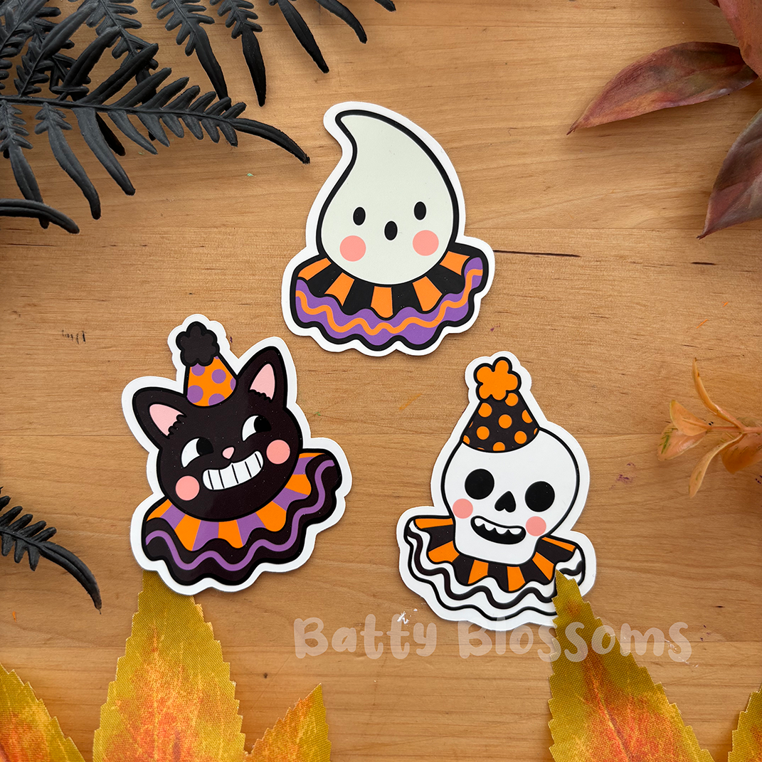 Vintage halloween party stickers (medium)